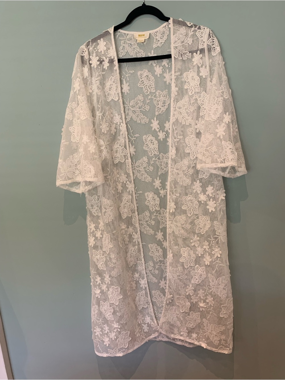 Maeve White Sheer Floral Lace Kimono Robe - Picture 10 of 16
